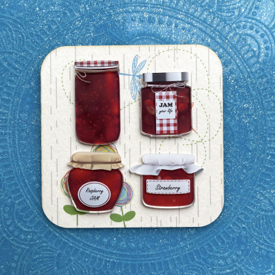 Украшение из акрила с полиграфией "Банки с вареньем"
