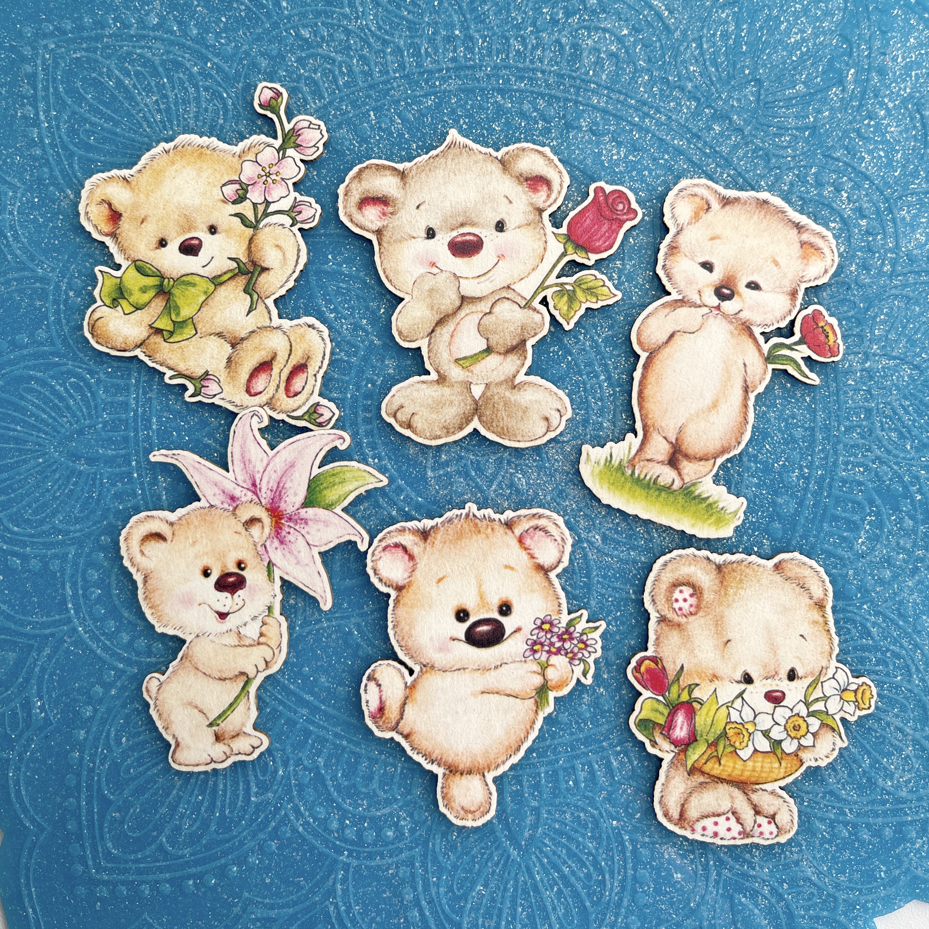 Цветной чипборд набор "Мишки сцветами"