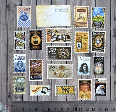 Вырубка из бумаги "Набор винтажных марок"