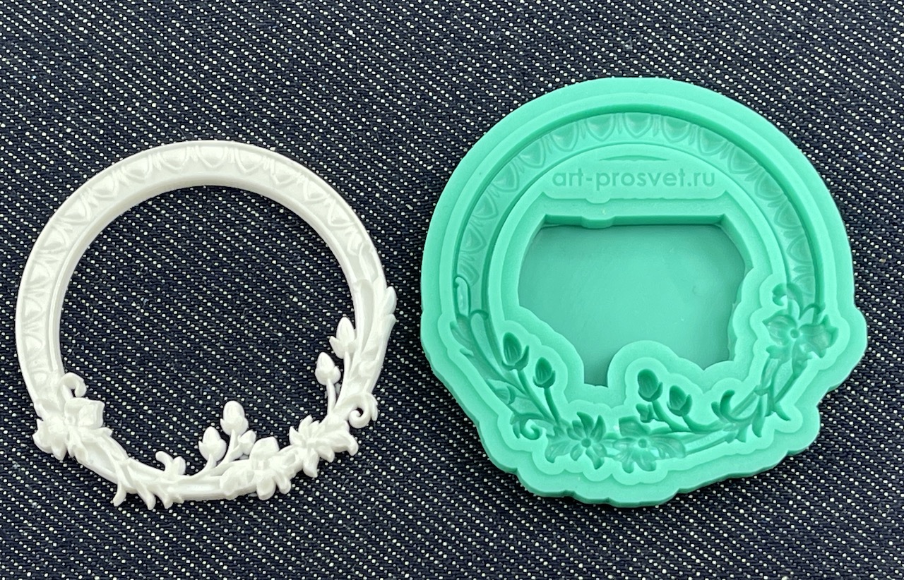 Молд рамка "Круглая с цветами" (S)