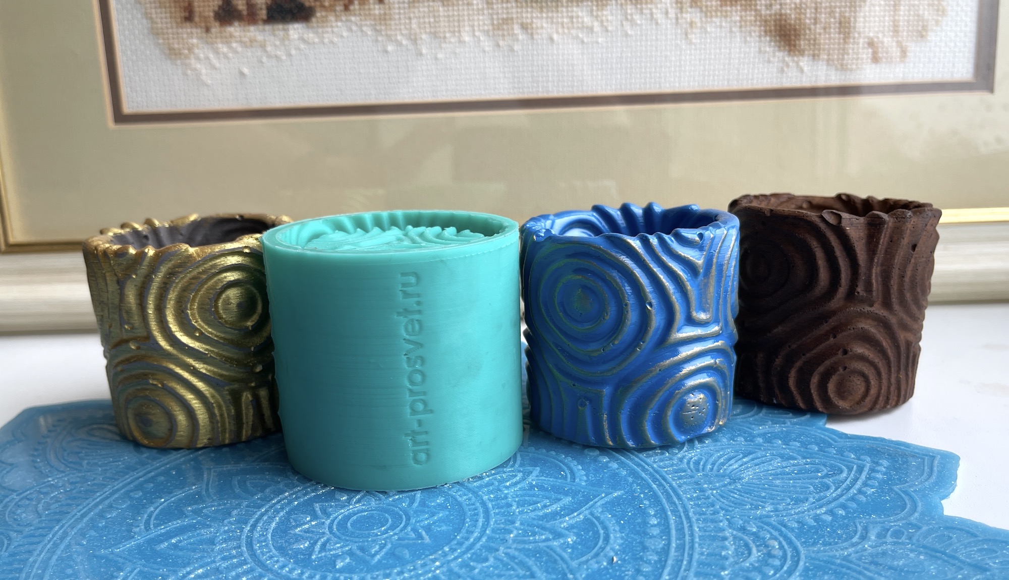 3D-молд  "Цилиндрическое кашпо с абстракцией Кольца" (S)