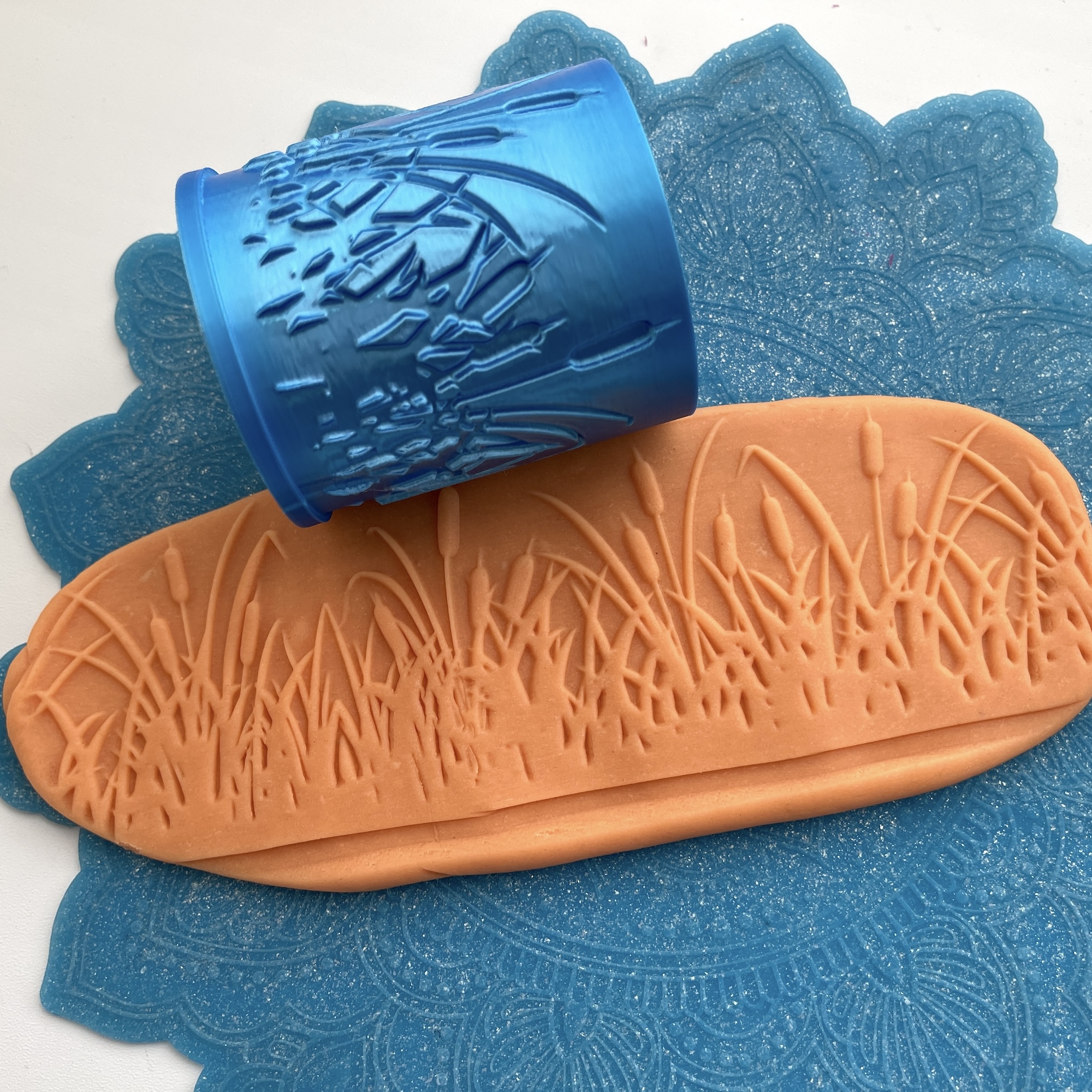 Текстурный ролик/кашпо - "Камыш" (XL), площадь 198x73 мм