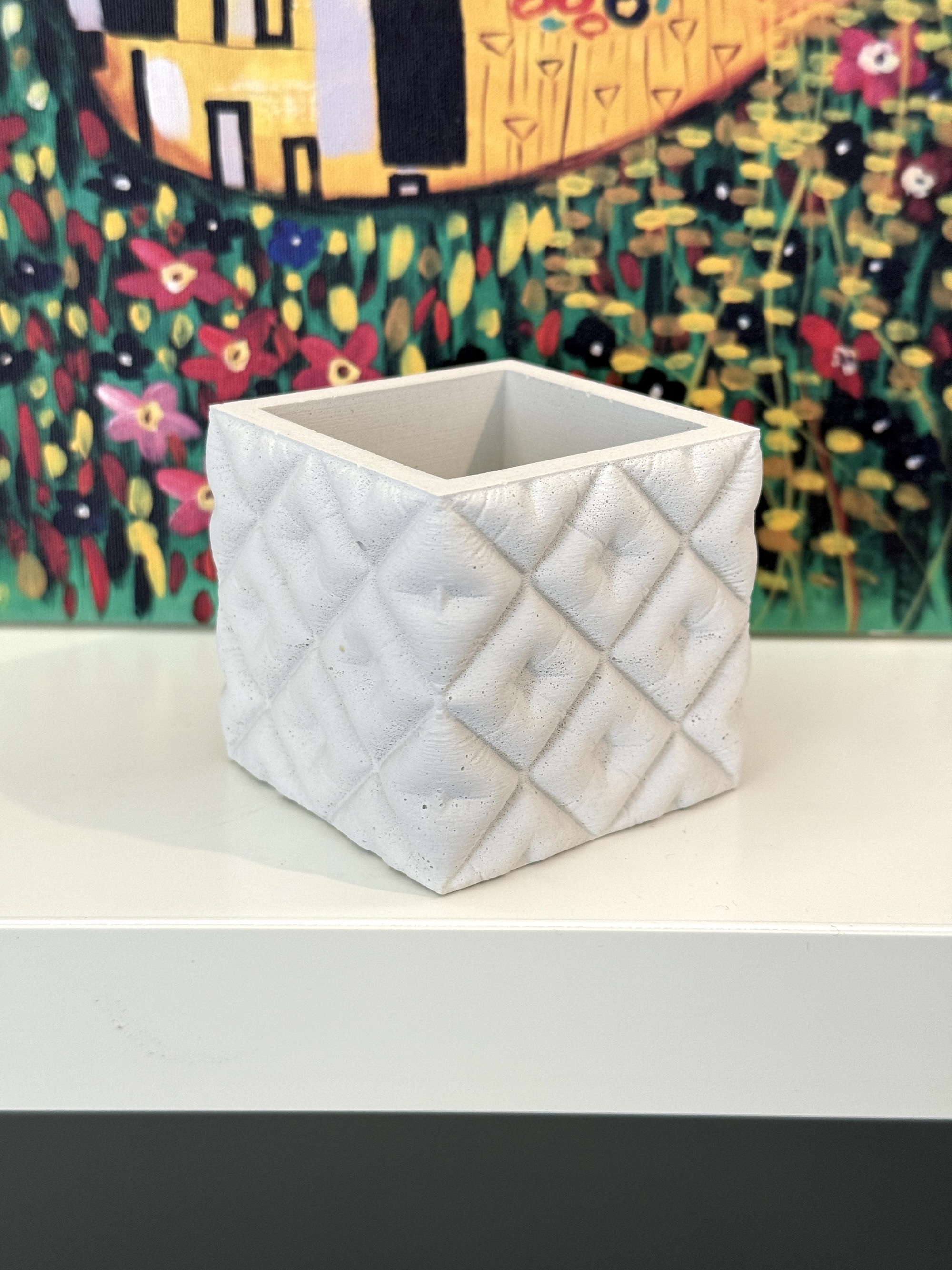 3D-молд "Стёганое кашпо куб" (M)