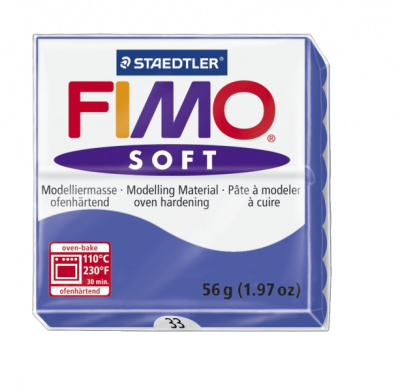 FIMO Soft Brilliant Blue полимерная глина, запекаемая в печке, уп.56 гр. цвет: блестящий синий