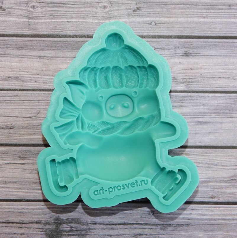 Молд "Поросенок на коньках", большой