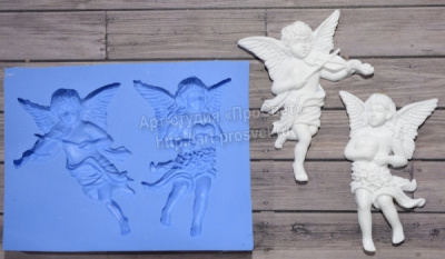 Молд "Ангелы со скрипкой и сердцем"