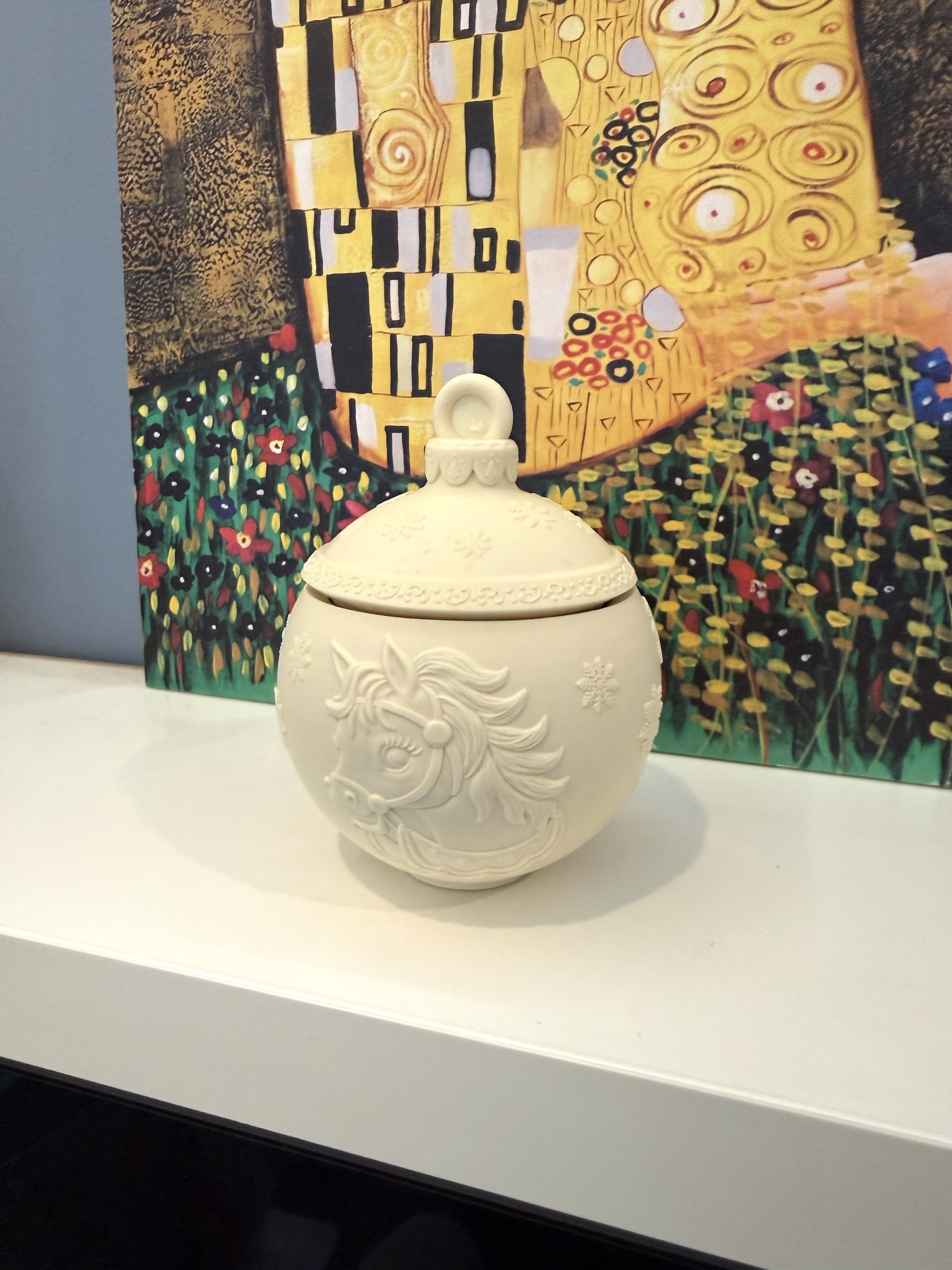 3D-молд контейнер для свечи, шкатулка "Ёлочный шар с лошадкой" (L)