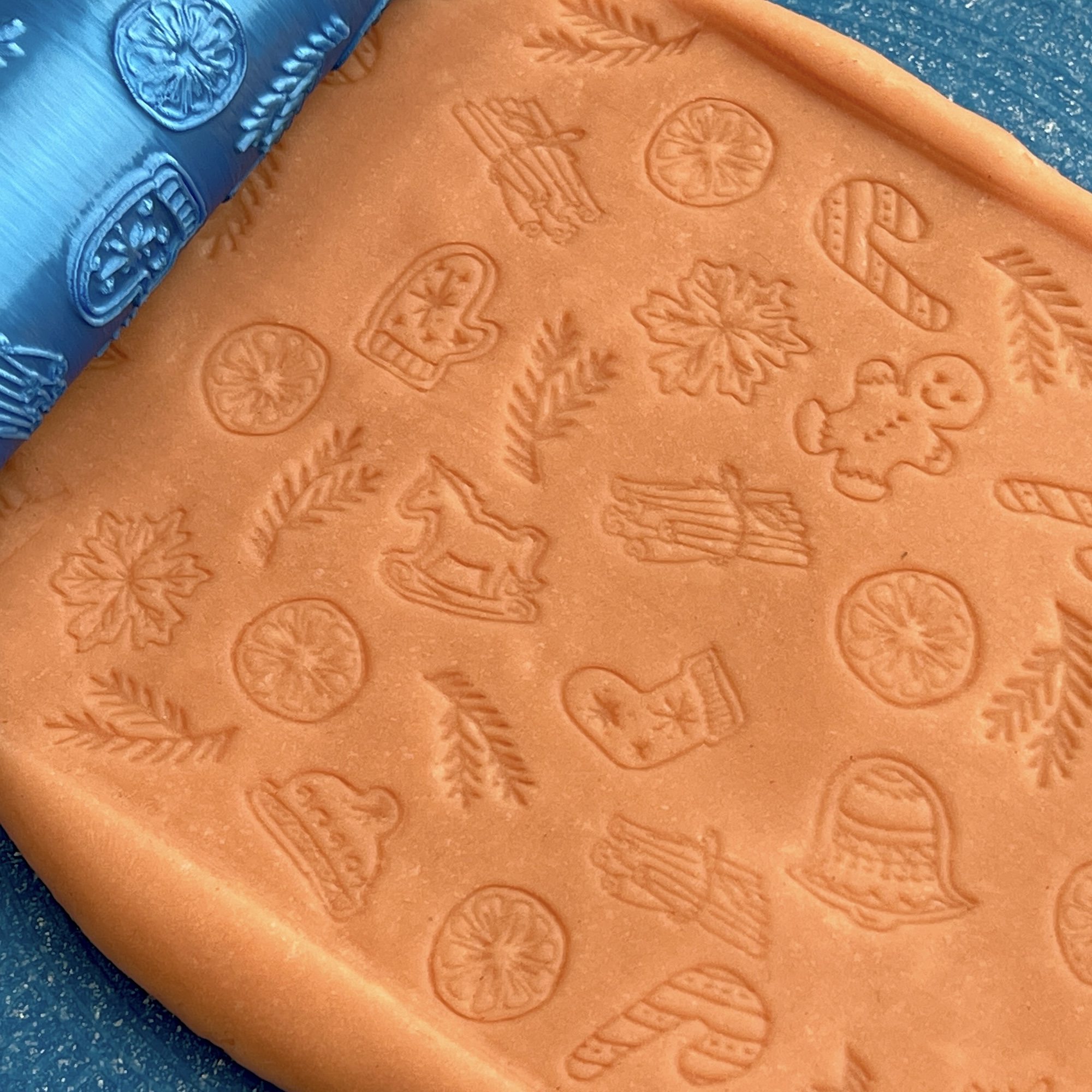 Текстурный ролик (скалка) "Рождество 1" (L), площадь 100x100 мм