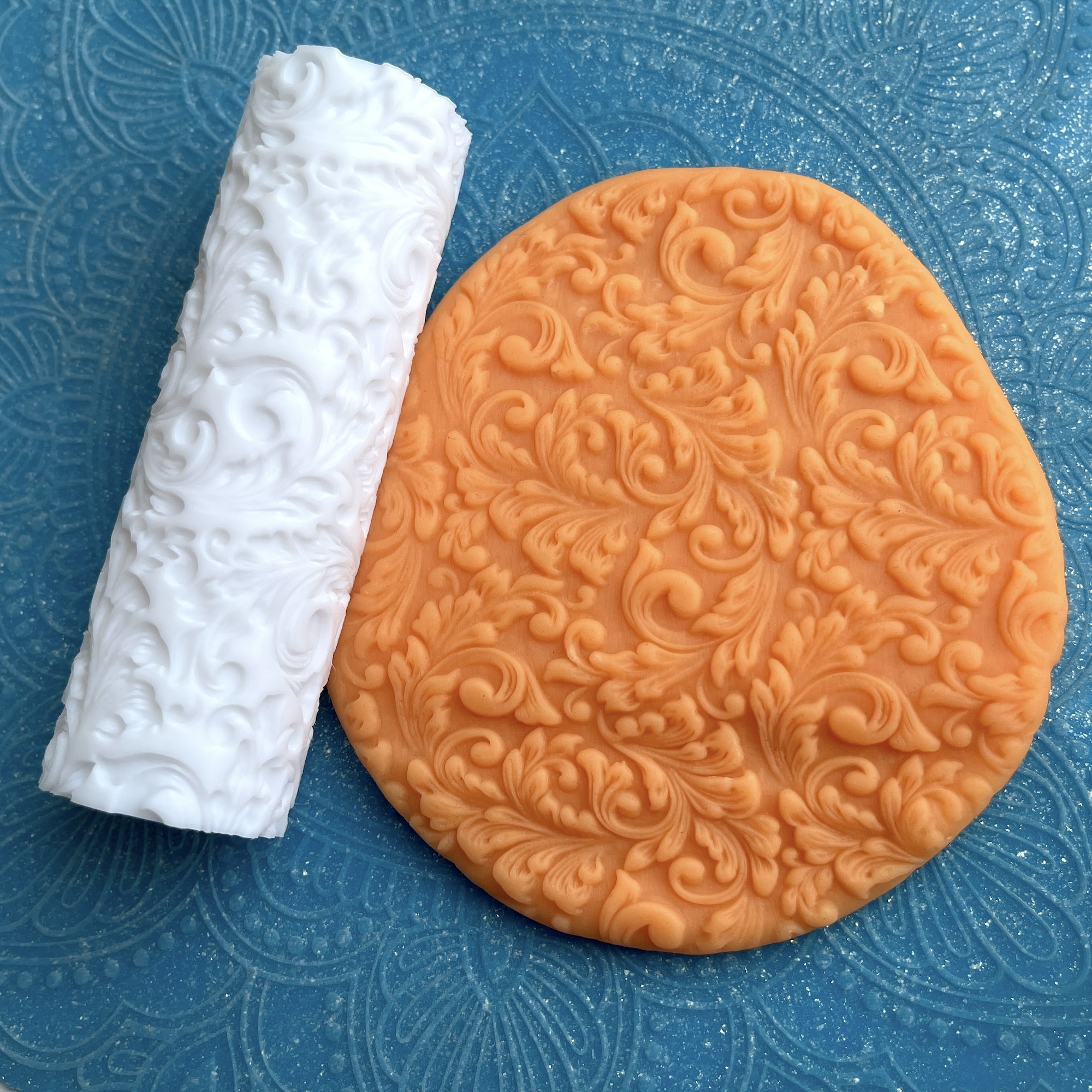 Текстурный ролик (скалка) "Дамаск 7" (L), площадь 100x100 мм