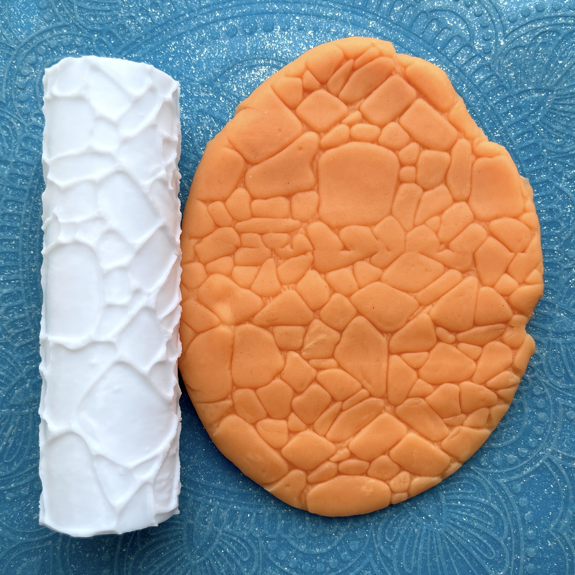 Текстурный ролик (скалка) "Галька" (L), площадь 100x100 мм