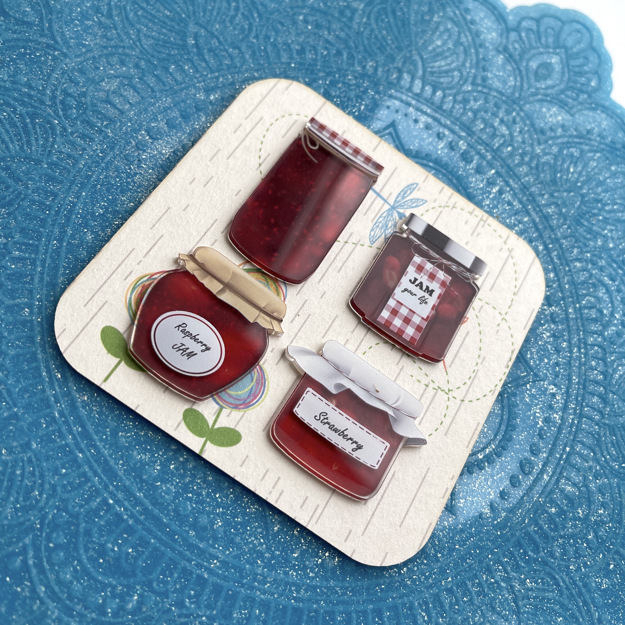 Украшение из акрила с полиграфией "Банки с вареньем"