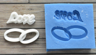 Молд надпись "Love" и обручальные кольца