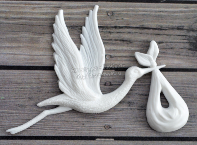 Молд "Аист с младенцем" малый