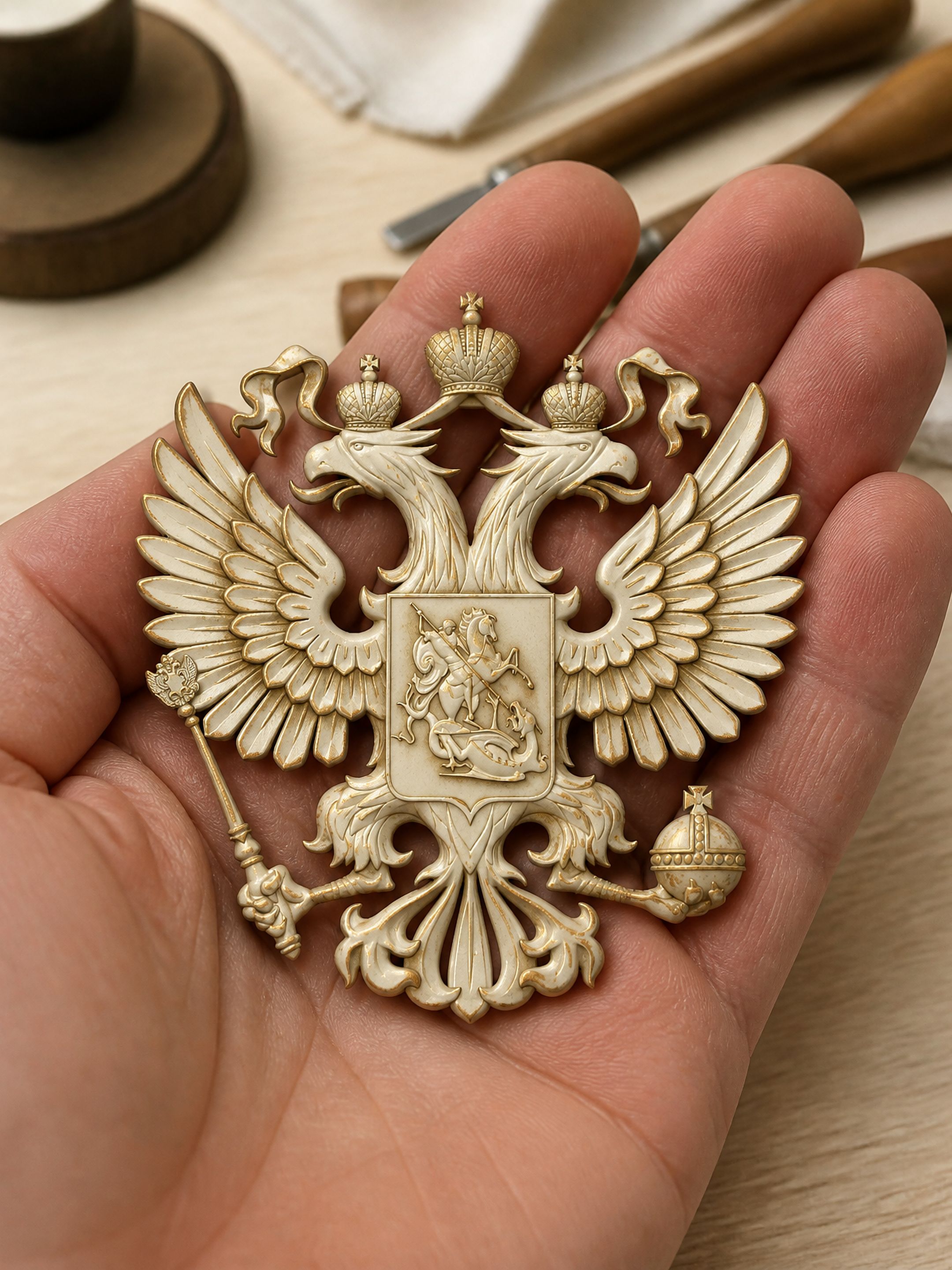 Силиконовая форма Герб России большая 80×88 мм — Арт-Просвет