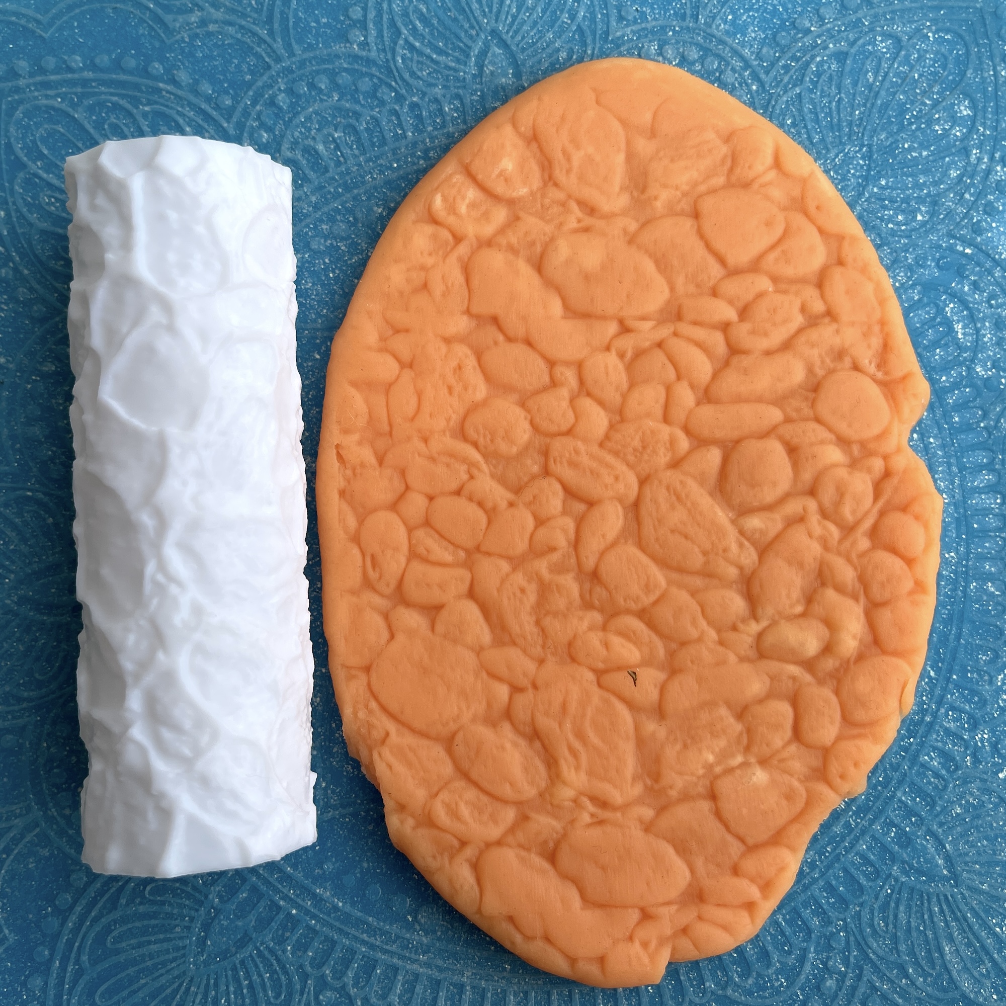 Текстурный ролик (скалка) "Камни" (L), площадь 100x100 мм