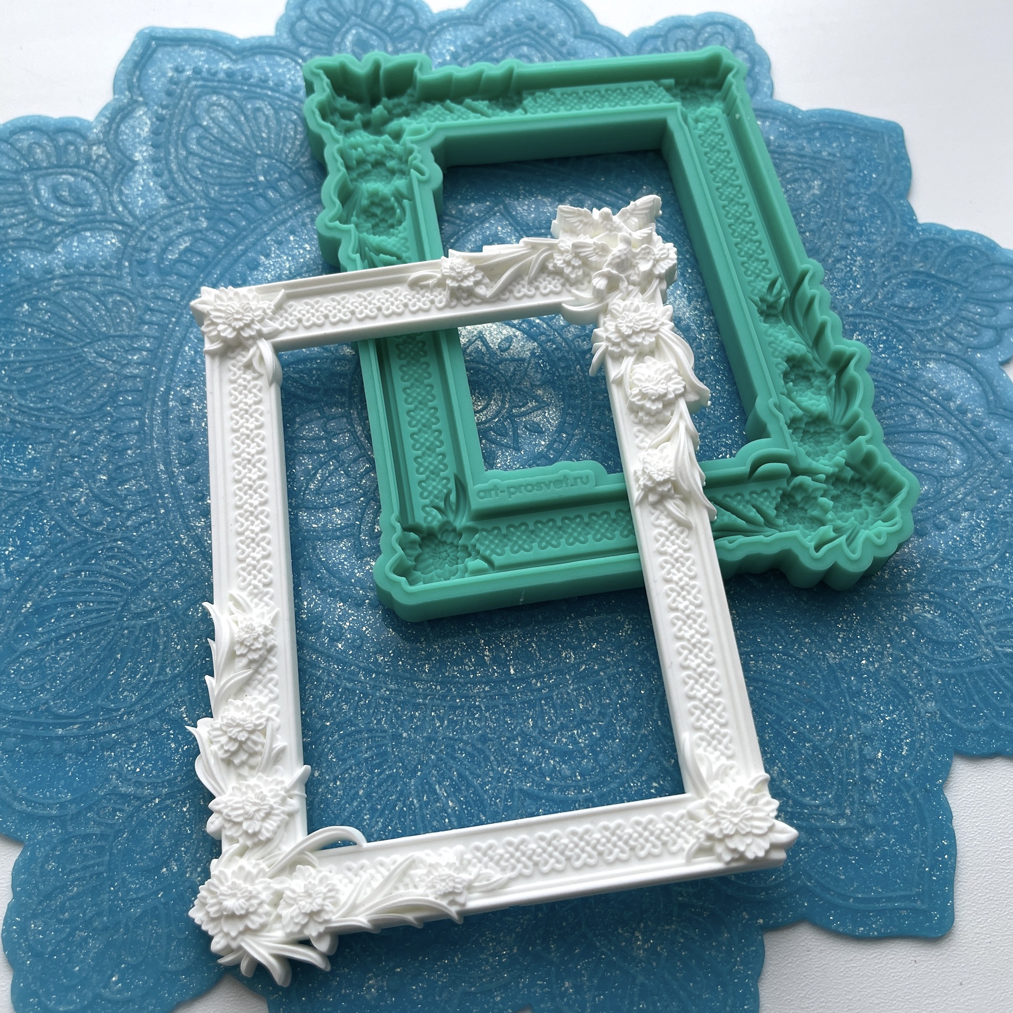 Молд рамка "Цветы и птицы" (XL)