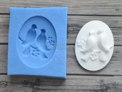 Молд камеи "Влюбленные птицы"