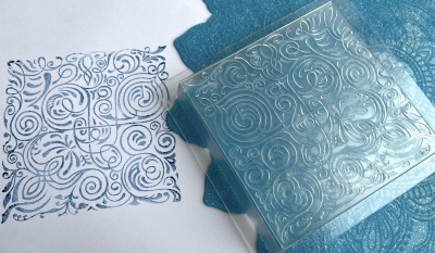 Силиконовый штамп "Квадратный растительный орнамент" (L)