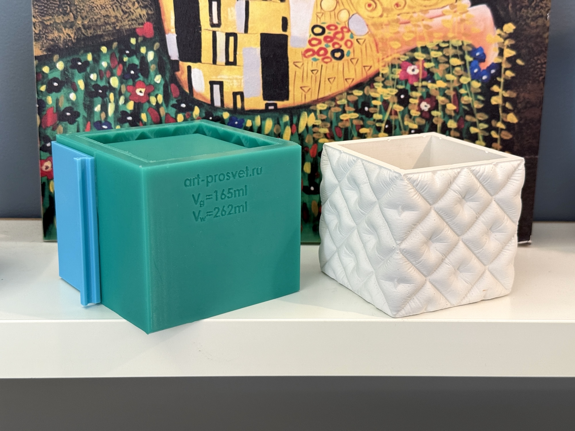 3D-молд "Стёганое кашпо куб" (L)