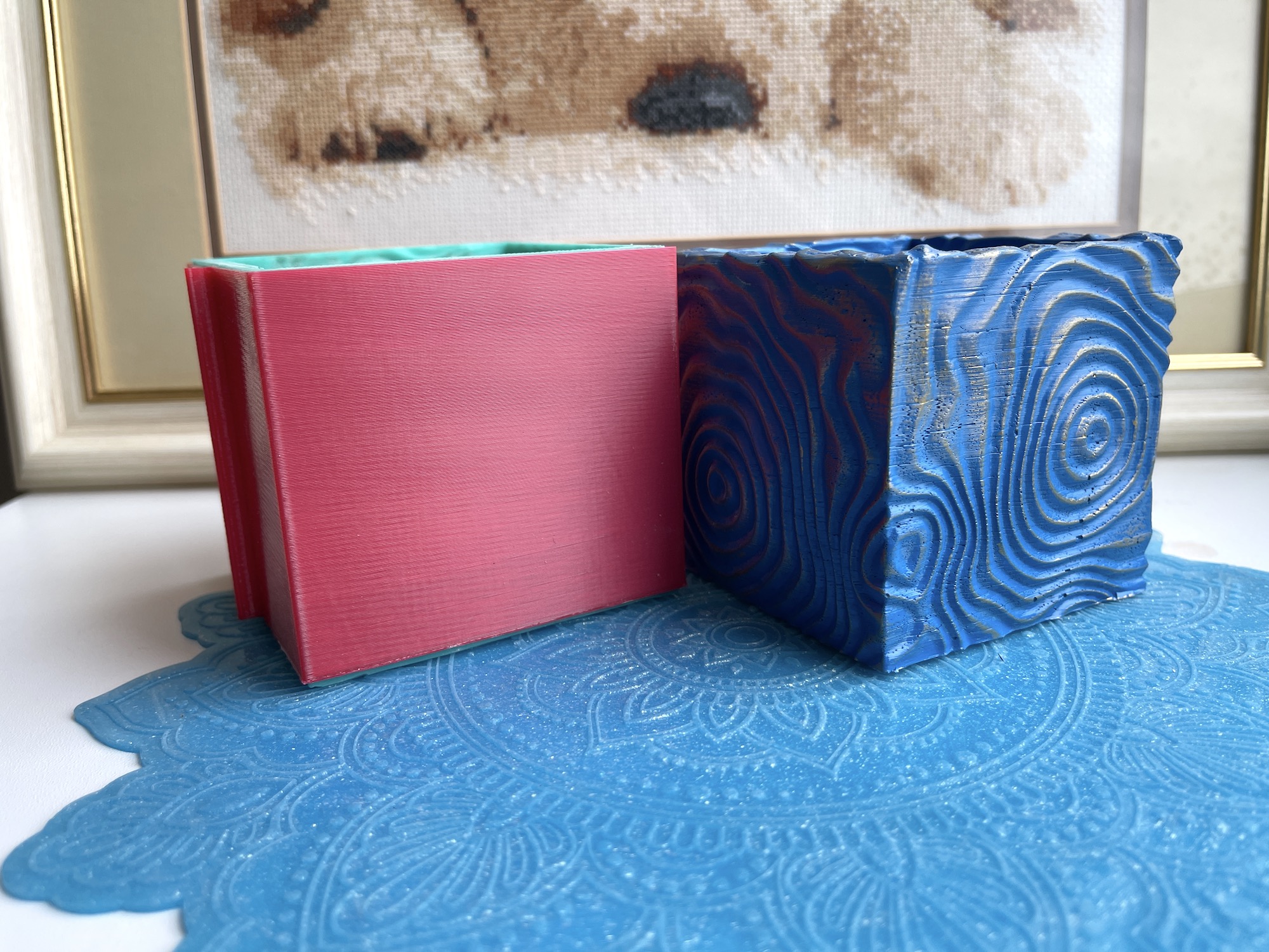 3D-молд  "Квадратное кашпо с абстракцией Кольца" (L)