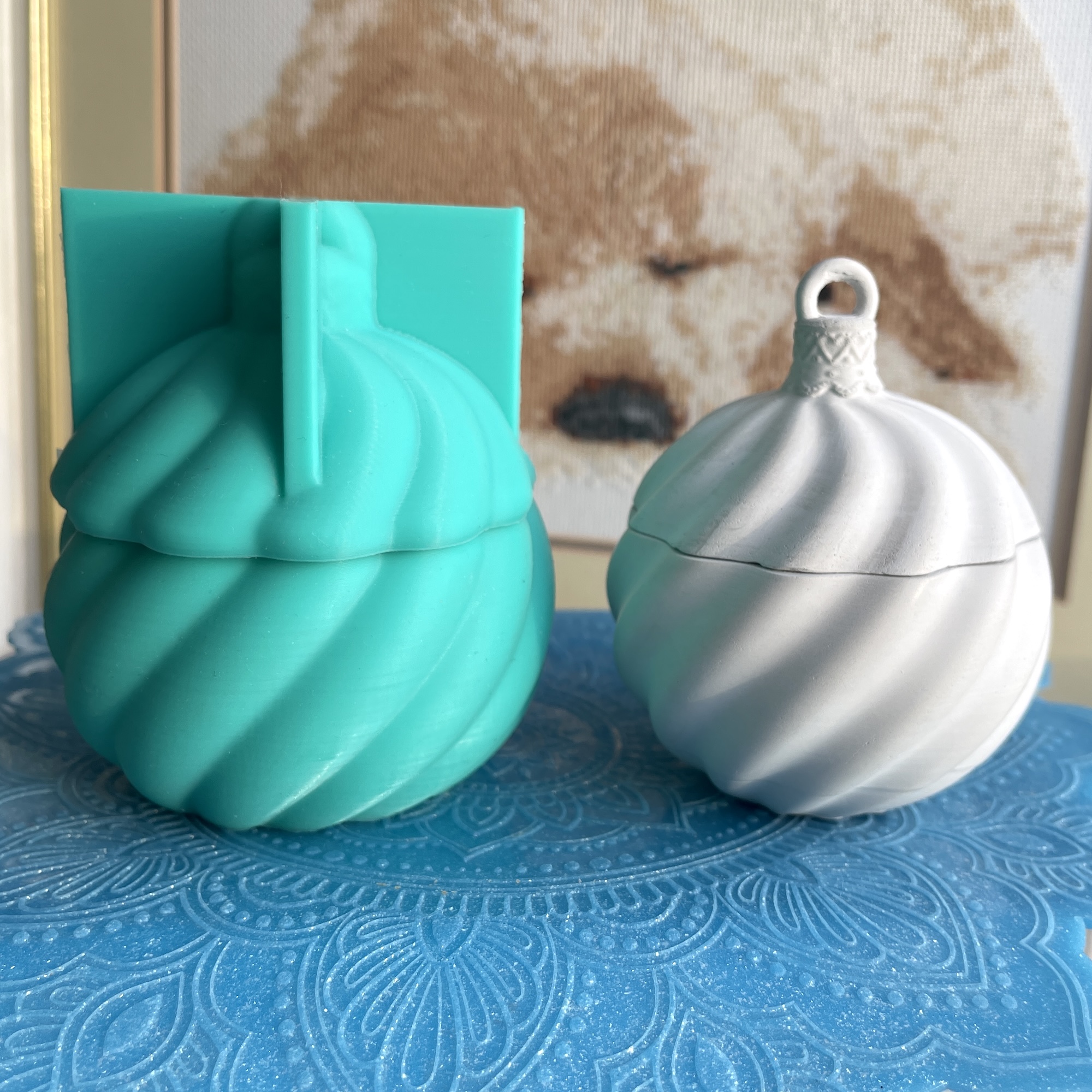 3D-молд контейнер для свечи, шкатулка "Ёлочный шар" (L)