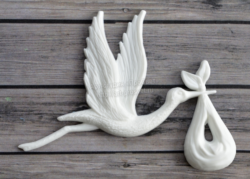 Молд "Аист с младенцем" большой