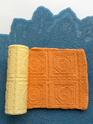 Текстурный ролик (скалка) "Изразцы 1" (L), площадь 100x100 мм