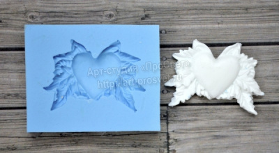 Молд сердце с листьями