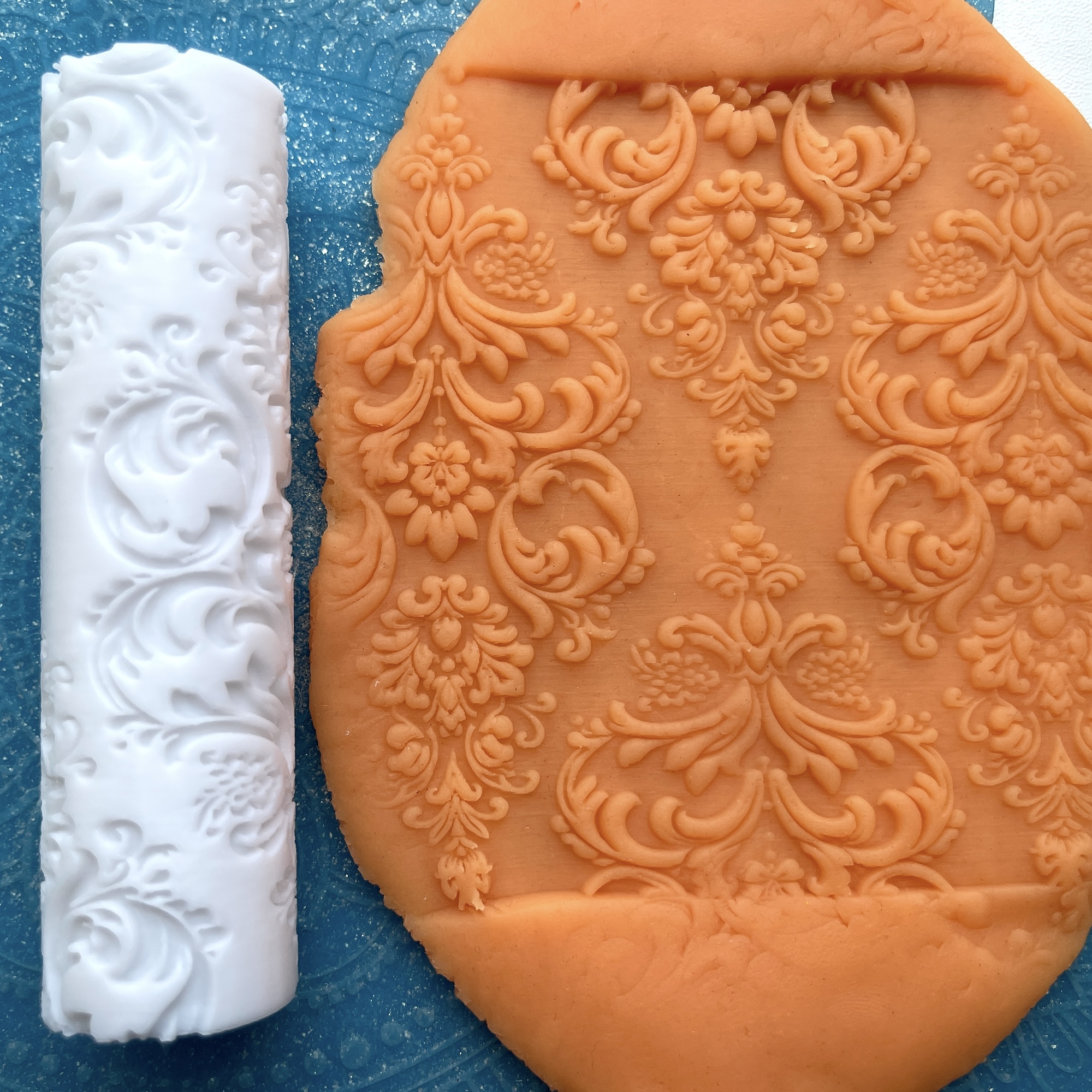 Текстурный ролик (скалка) "Дамаск 1" (L), площадь 100x100 мм