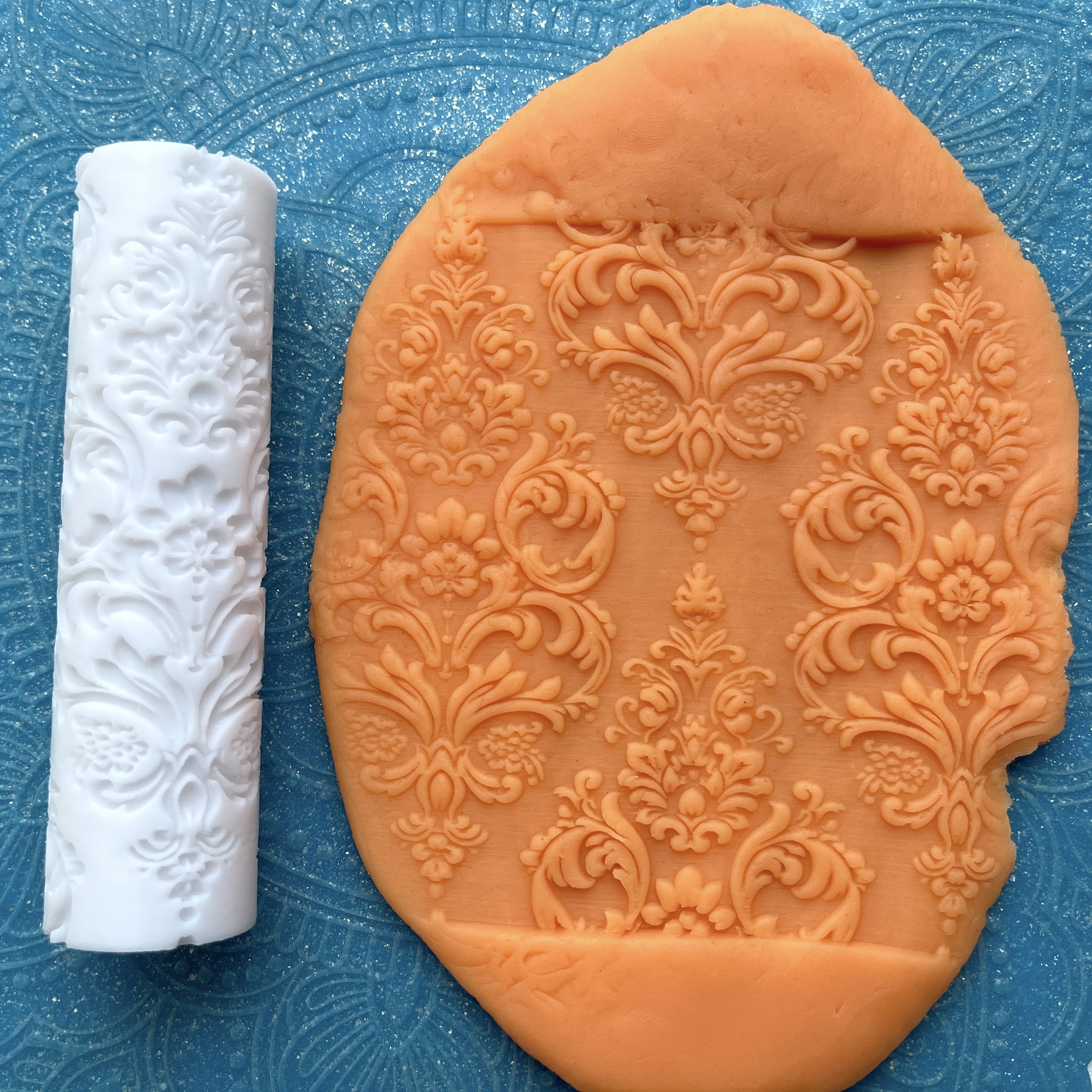 Текстурный ролик (скалка) "Дамаск 1" (L), площадь 100x100 мм