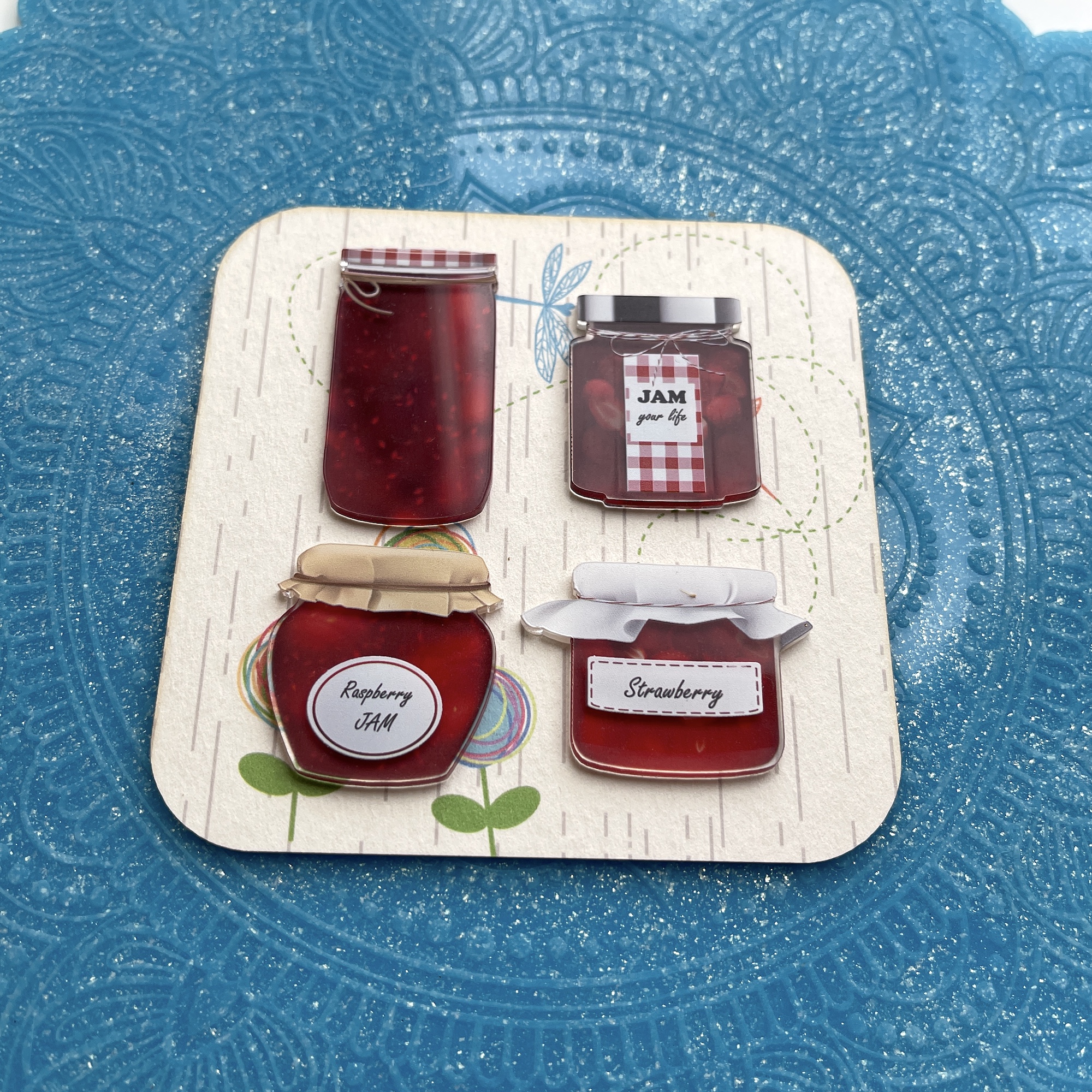 Украшение из акрила с полиграфией "Банки с вареньем"