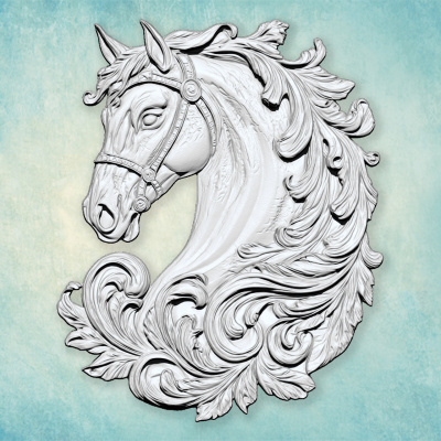 Молд "Лошадь в узорах" утолщенный (L)