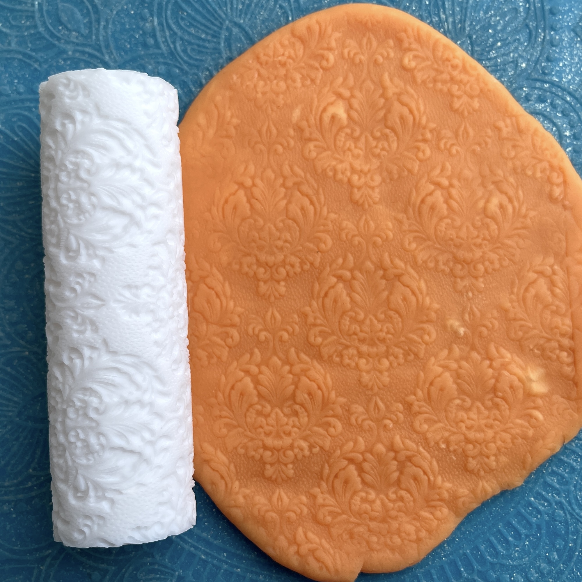 Текстурный ролик (скалка) "Дамаск 3" (L), площадь 100x100 мм