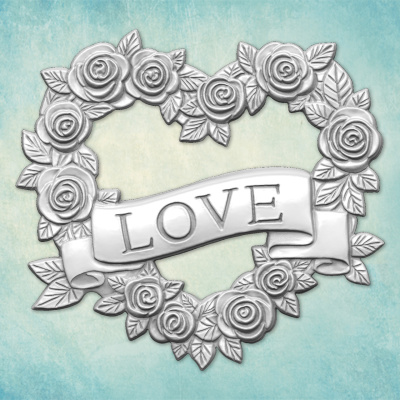 Молд "Сердце из роз с лентой LOVE" (M)
