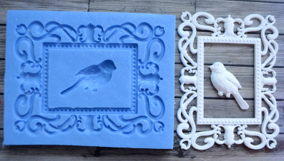 Молд "Большая рамка с птицей"