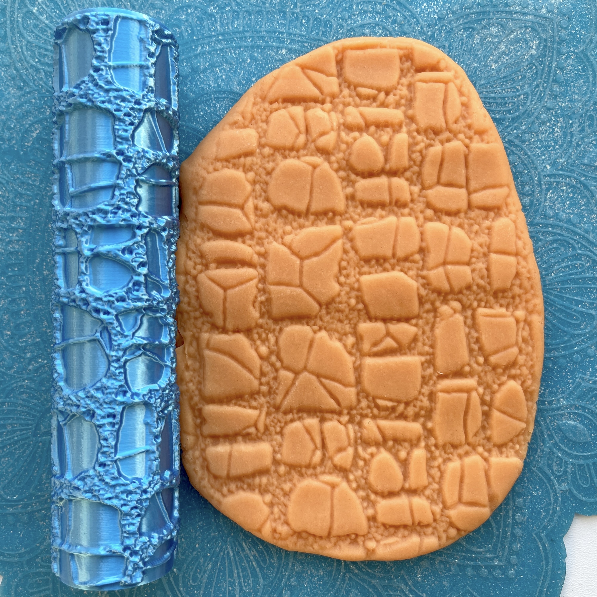 Текстурный ролик (скалка) "Каменная кладка 1" (L), площадь 140x100 мм