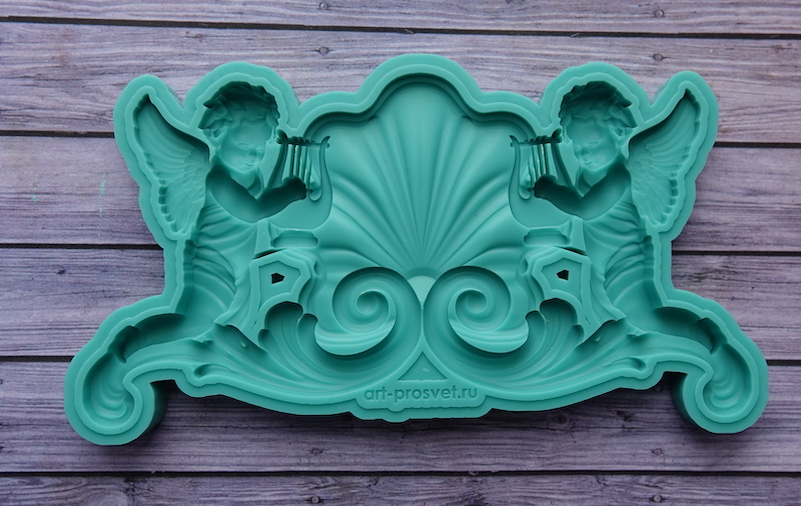 Молд "Декоративный элемент Ангелы с арфами" (L)