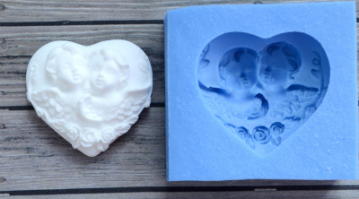 Молд "Два ангела на сердце"