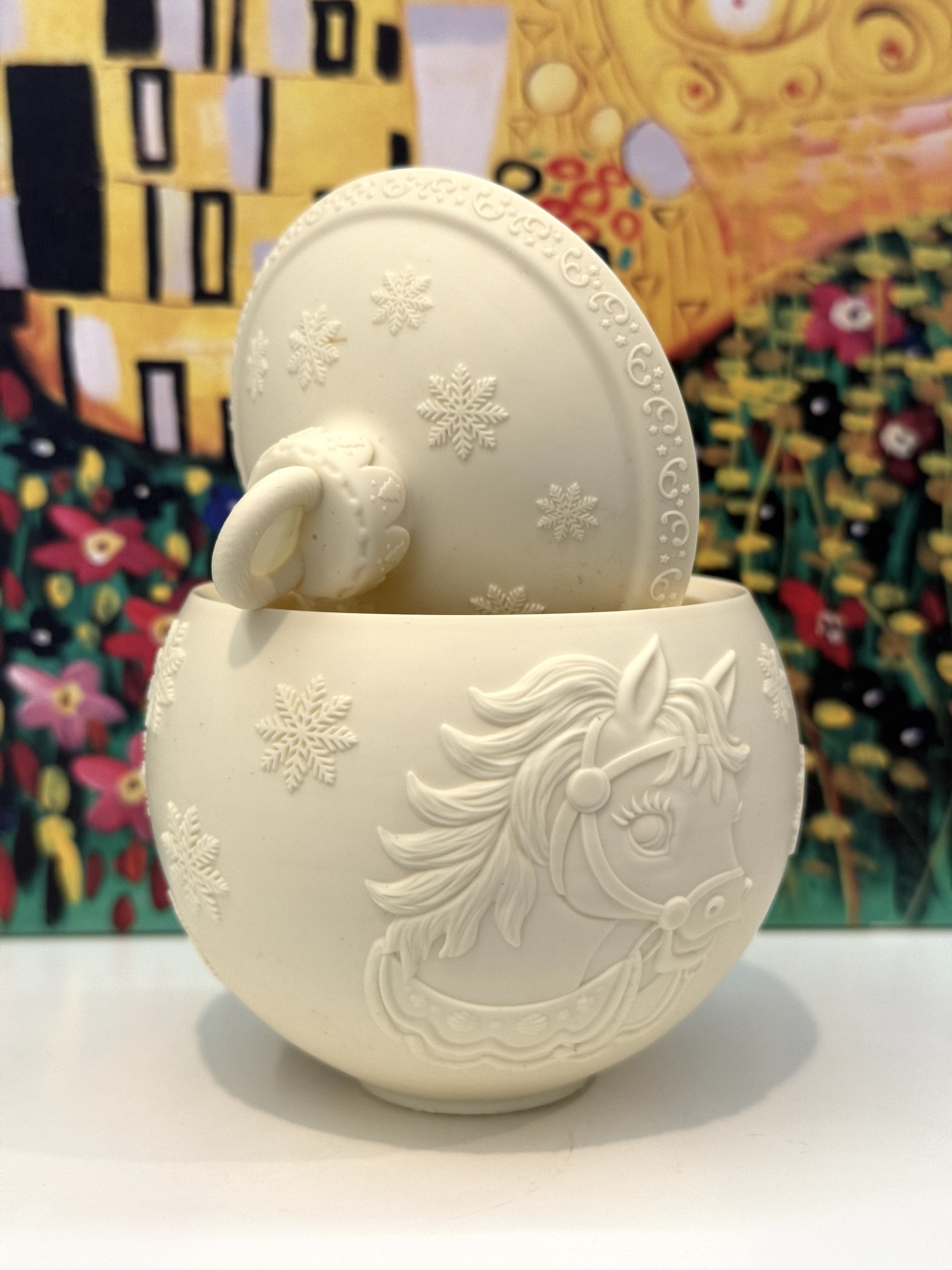 3D-молд контейнер для свечи, шкатулка "Ёлочный шар с лошадкой" (L)