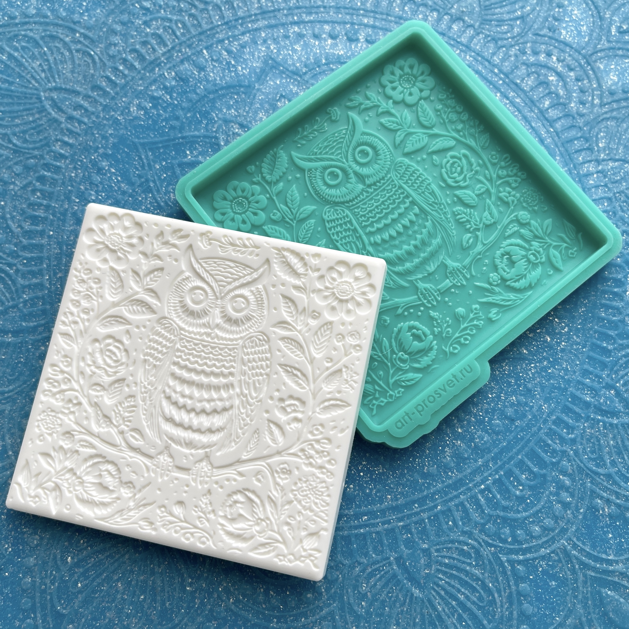 Молд декоративная плитка "Сова" (M) рельеф вдавленный