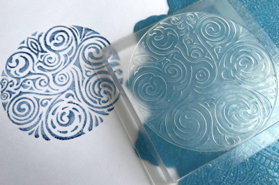 Силиконовый штамп "Круглый растительный орнамент" (L)