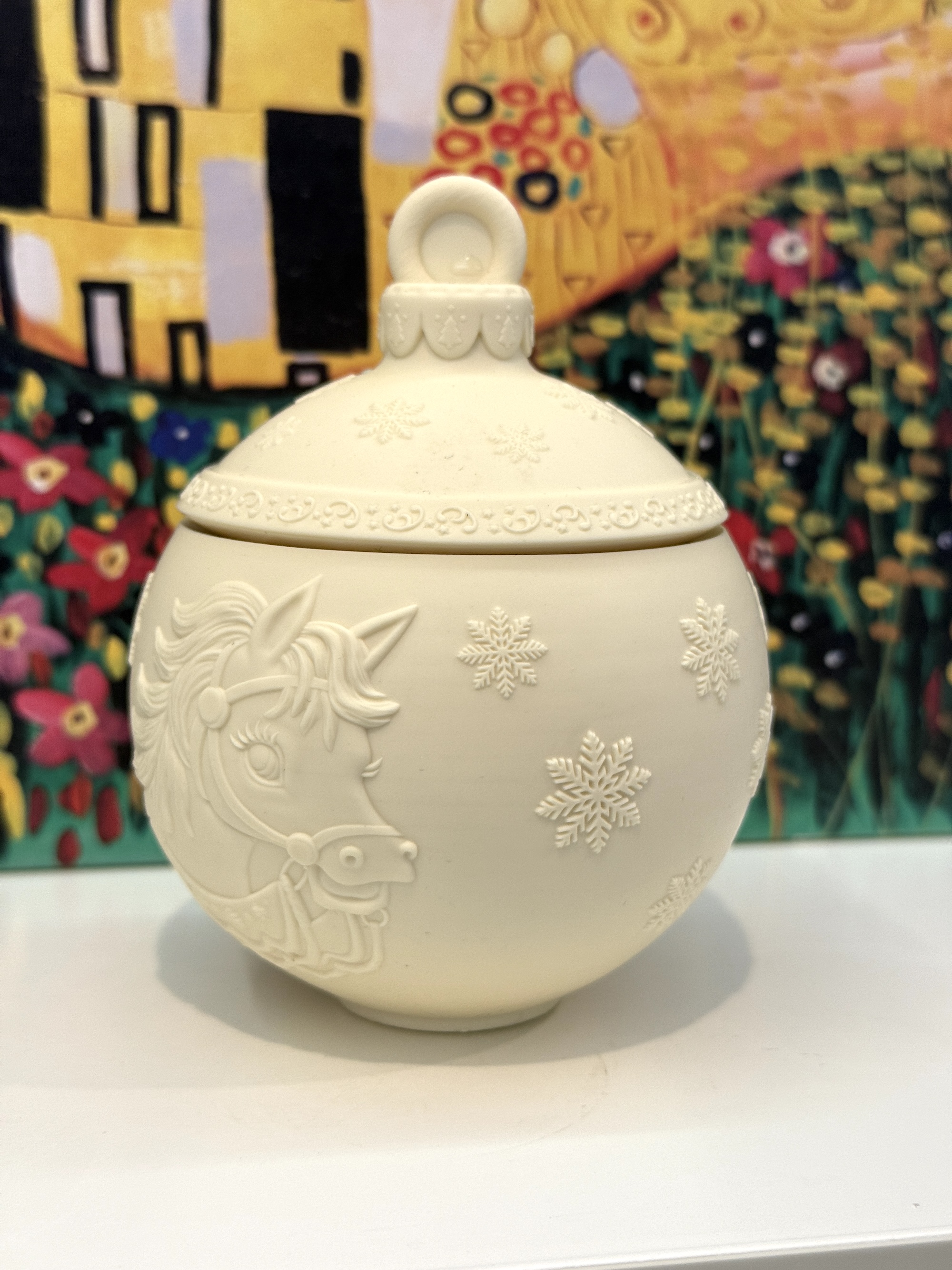 3D-молд контейнер для свечи, шкатулка "Ёлочный шар с лошадкой" (L)