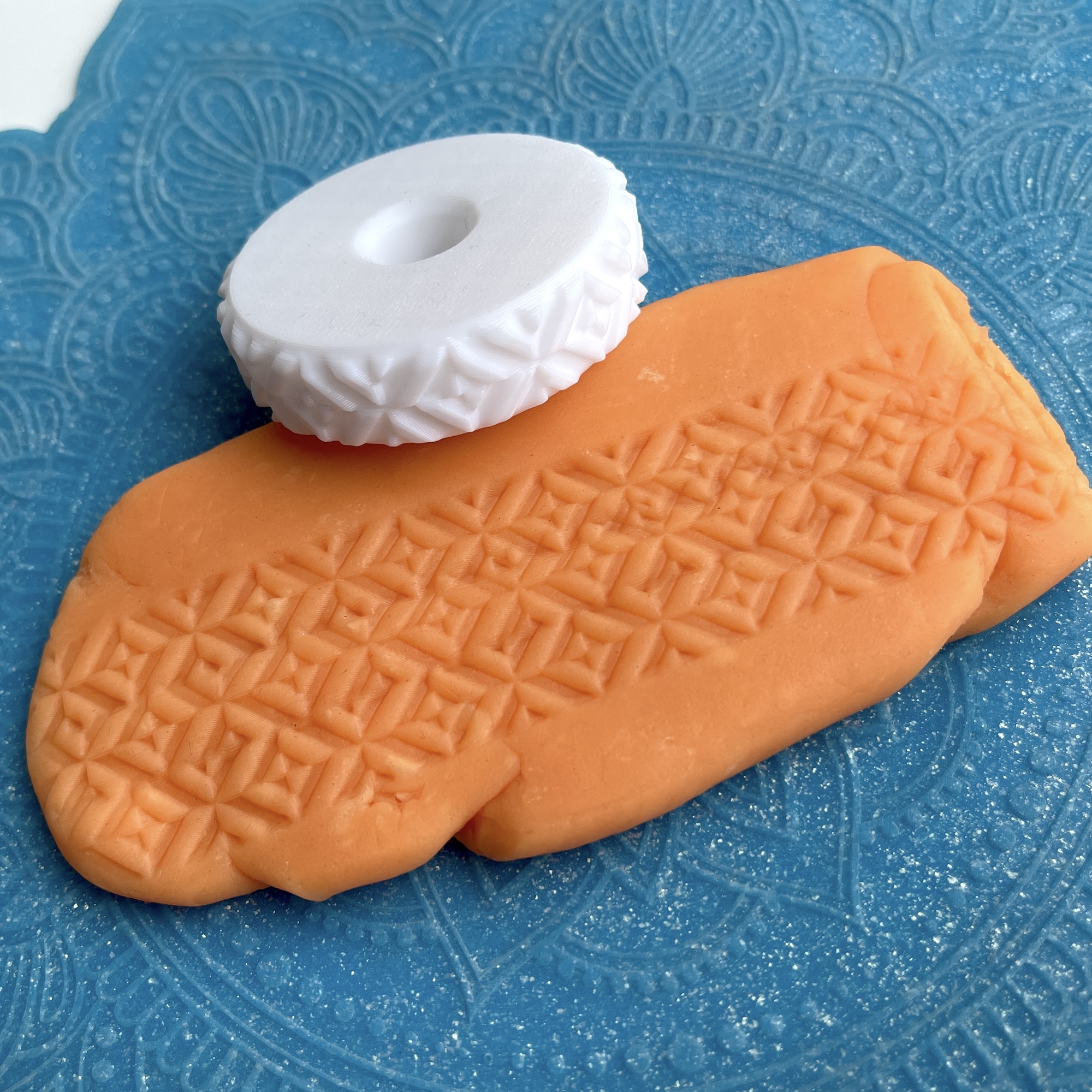 Текстурный ролик (скалка) "Ромбы" (XL), площадь 14x150 мм