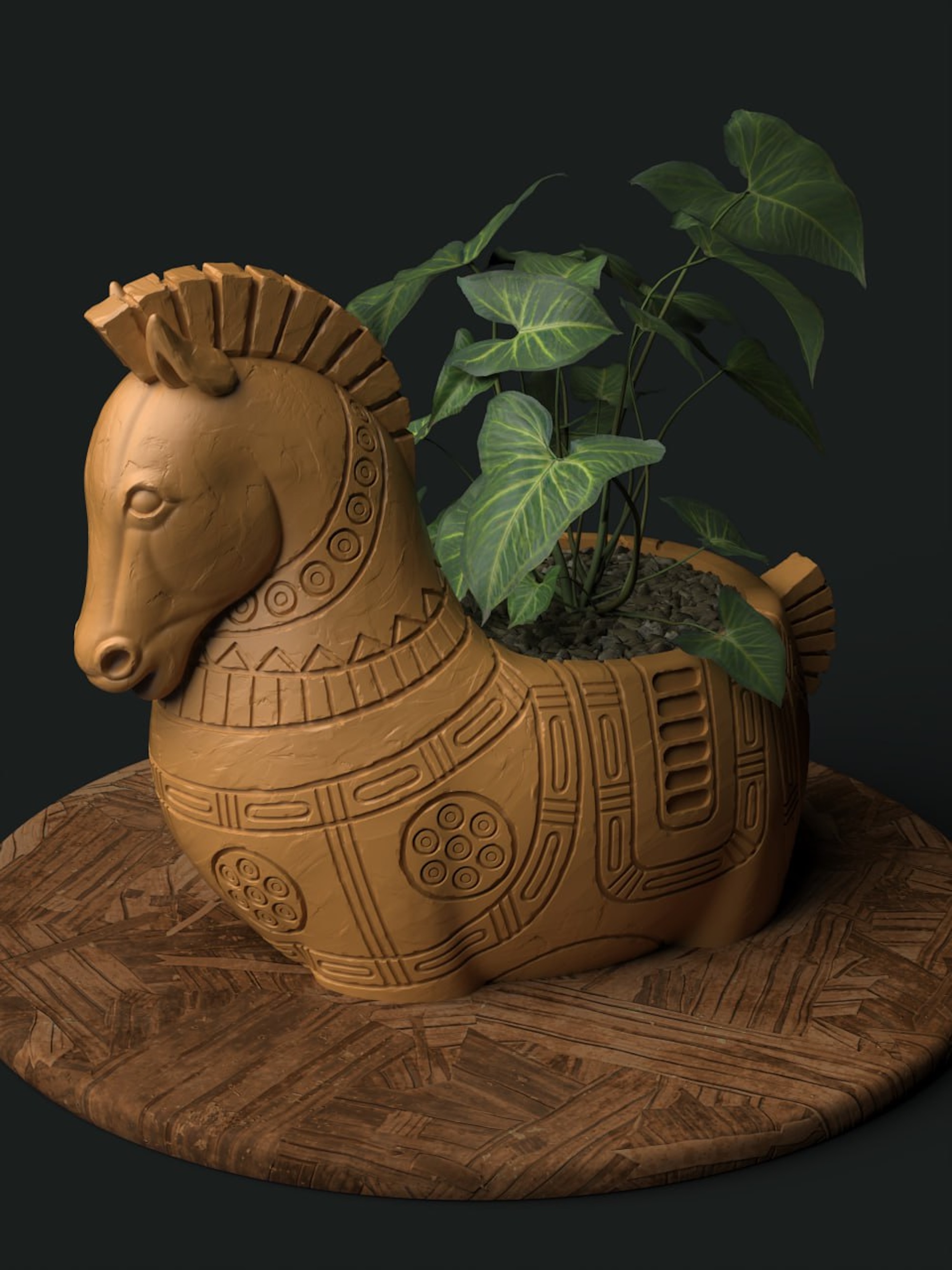 3D-молд "Кашпо-чарка Лошадка 2" (L)