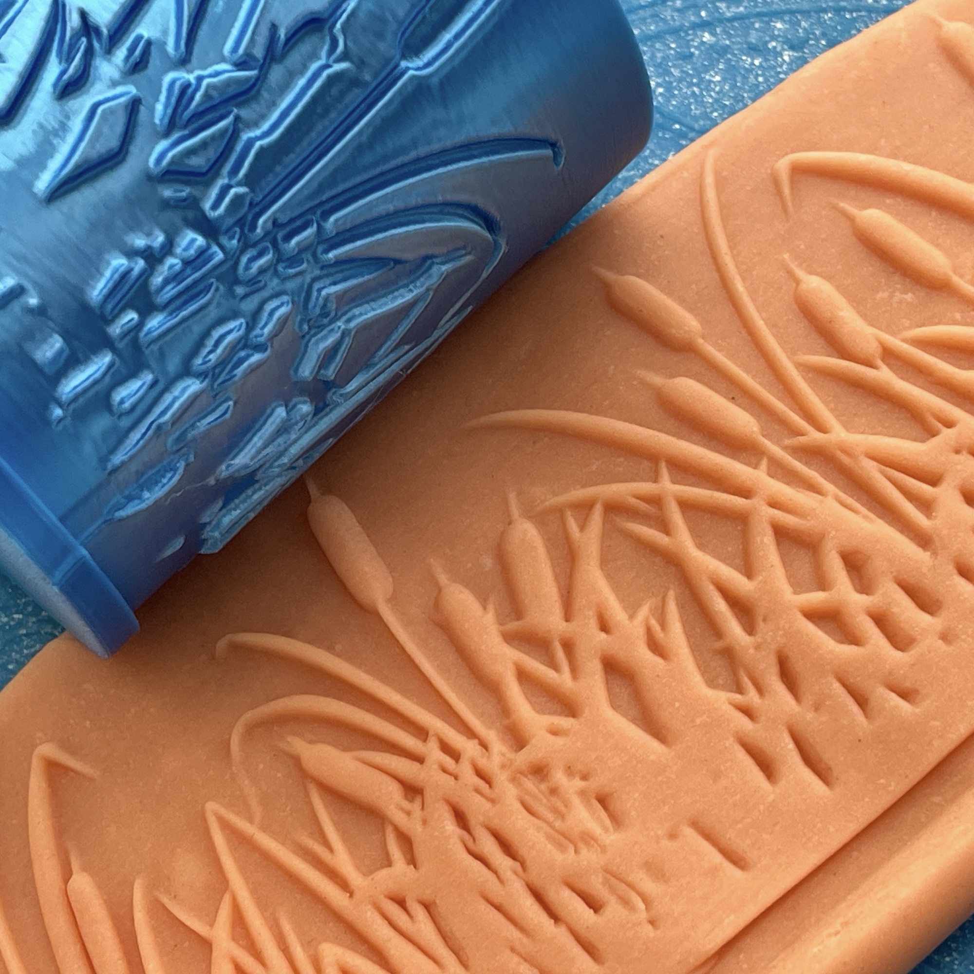 Текстурный ролик/кашпо - "Камыш" (XL), площадь 198x73 мм