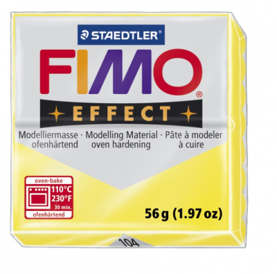 FIMO Effect Transparent Yellow полимерная глина, запекаемая в печке, уп. 56 гр. цвет: полупрозрачный жёлтый