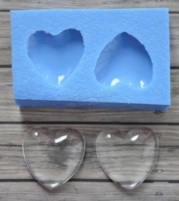 Молд набор кабошонов в форме сердца 25х25мм