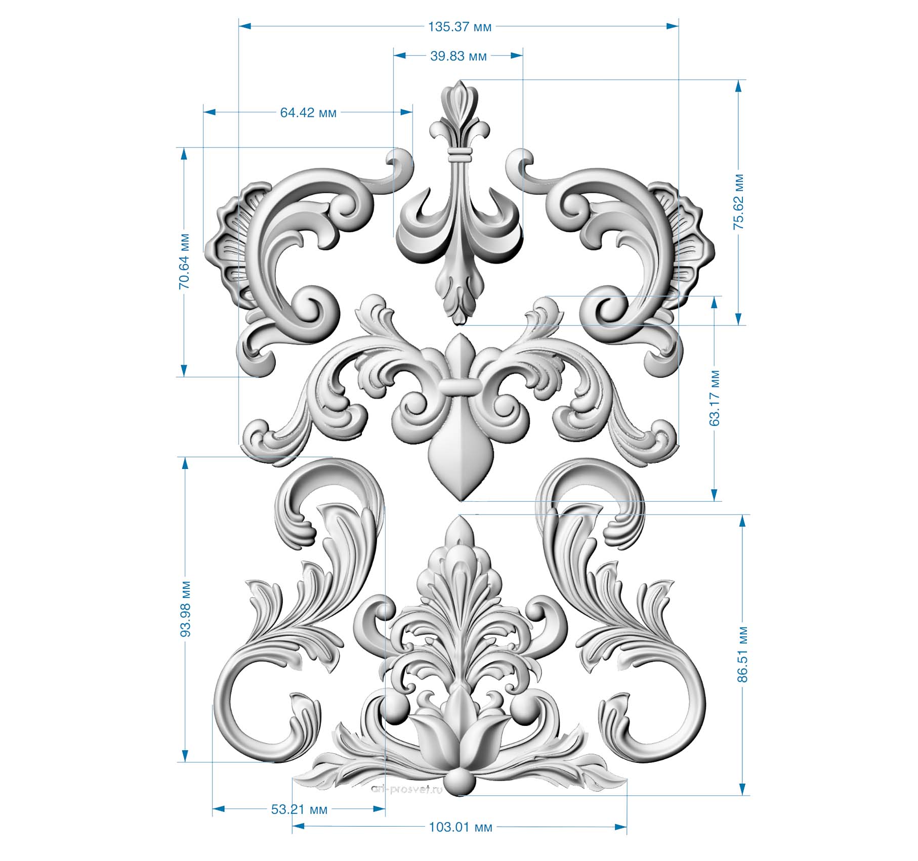 Молд "Набор вензелей 2" (L)