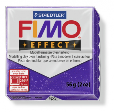 FIMO Effect Glitter Lilac полимерная глина, запекаемая в печке, уп. 56 гр. цвет: фиолетовый с блестками