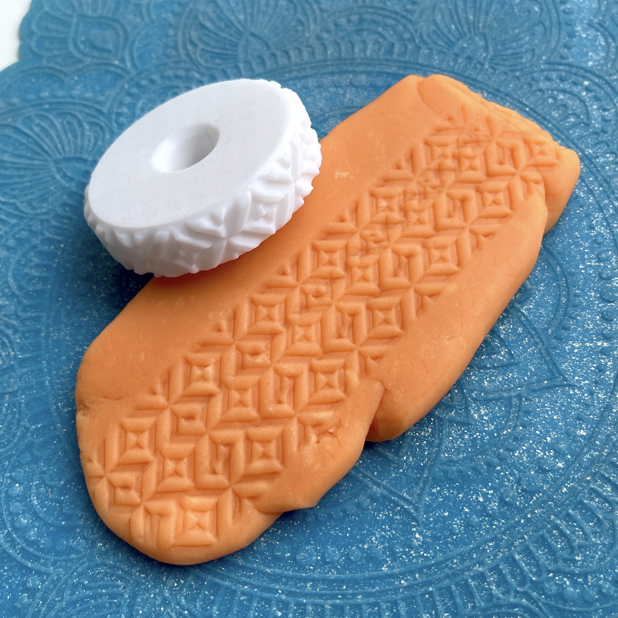 Текстурный ролик (скалка) "Ромбы" (XL), площадь 14x150 мм